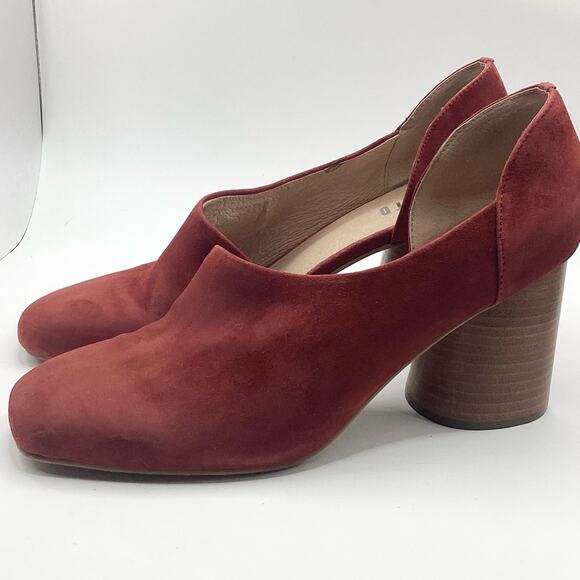 Anthropologie Silent D Novaltee D’Orsay Oval Heel Rust Suede Pumps 40 9 - Picture 2 of 10